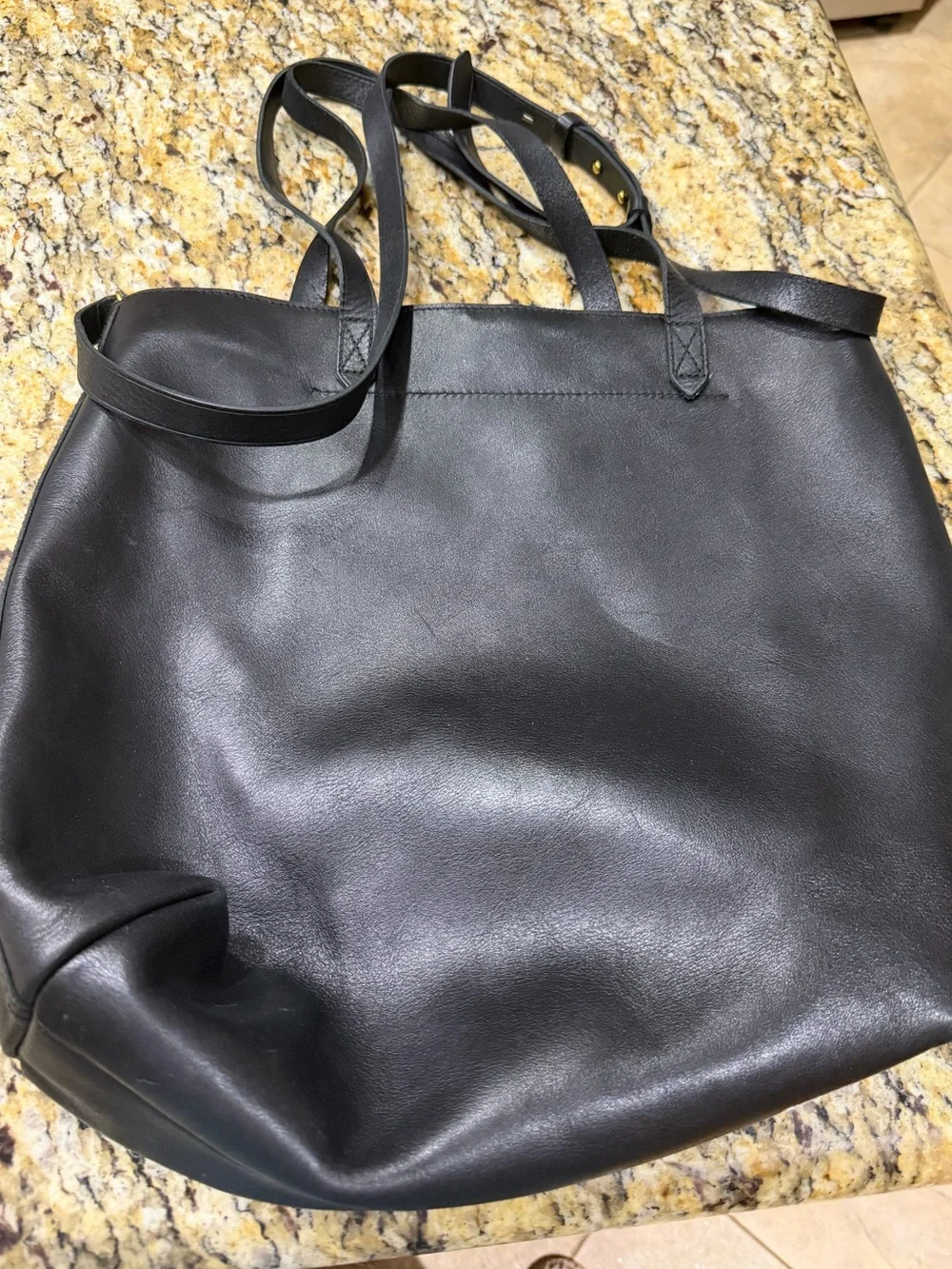 Madewell Black Leather Tote Bag